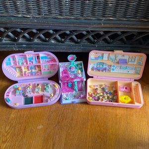 Polly Pocket Bundle: 3 Sets with Extra Figurines!